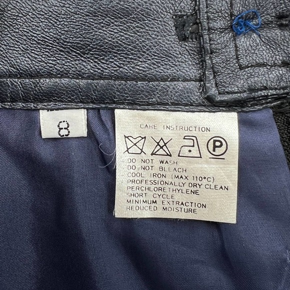 VINTAGE UNGARO PARALLELE PARIS Leather Skirt Womens Small XS Blue Metallic - Picture 7 of 13